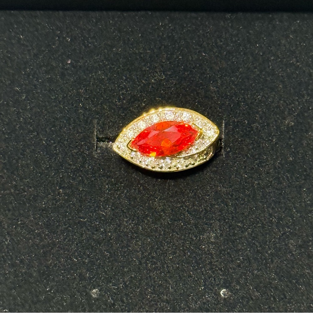 Elegant Gold and Orange Gemstone Women's Costume Ring Size 8